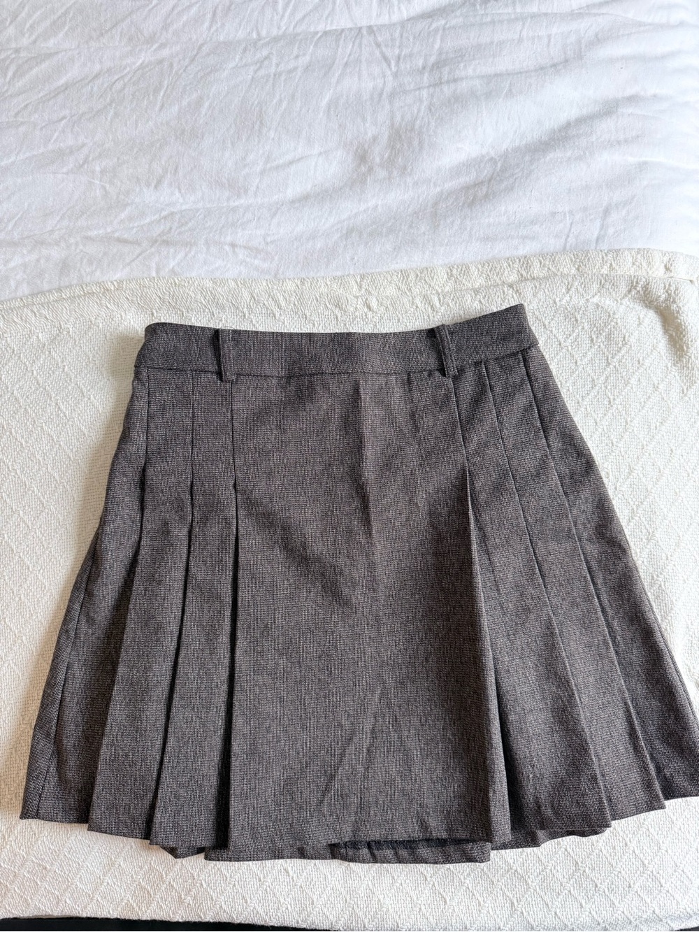 Mango Pleated Mini Skirt in Plaid Brown